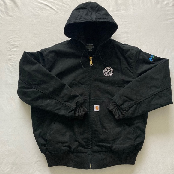 Carhartt men’s hooded canvas jacket with company logo - Picture 1 of 8